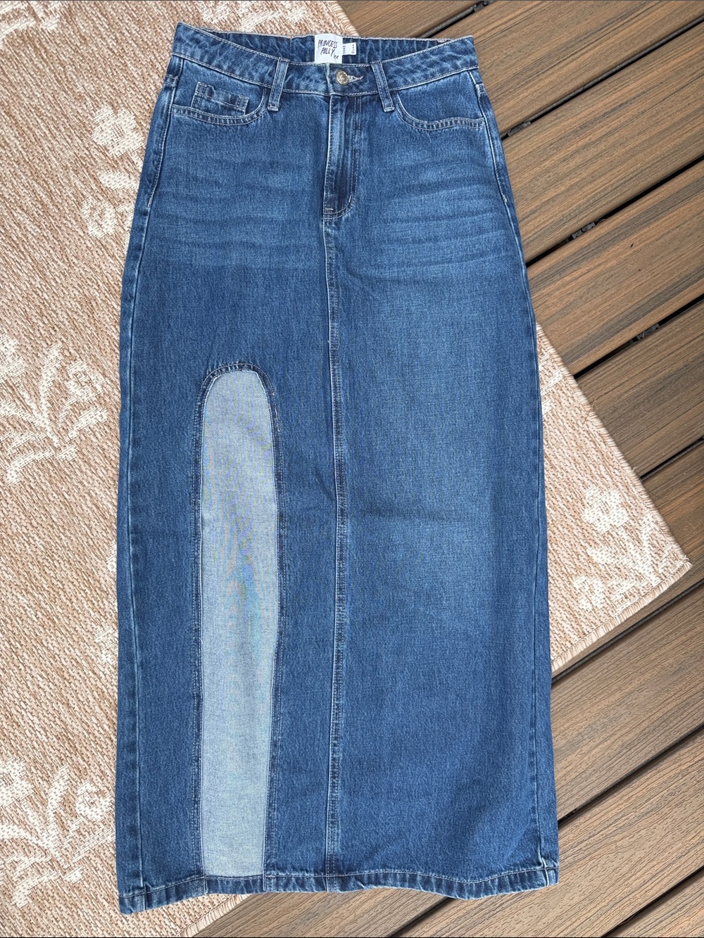 Princess Polly Blue High-Rise Straight Leg Denim Skirt